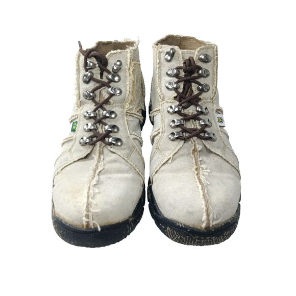 Yellow Port Boots Mens Size 8 Beige Recycled Tires & Trucking Canvas. main image 5